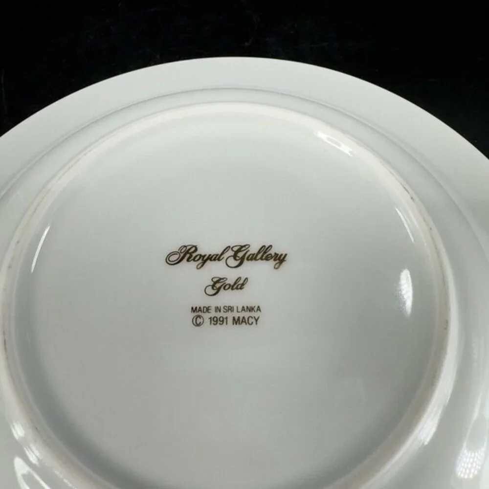 Royal Gallery‎ Gold Deep Dish Plates Macy 1991 Porcelain Made In Sri Lanka Set 2